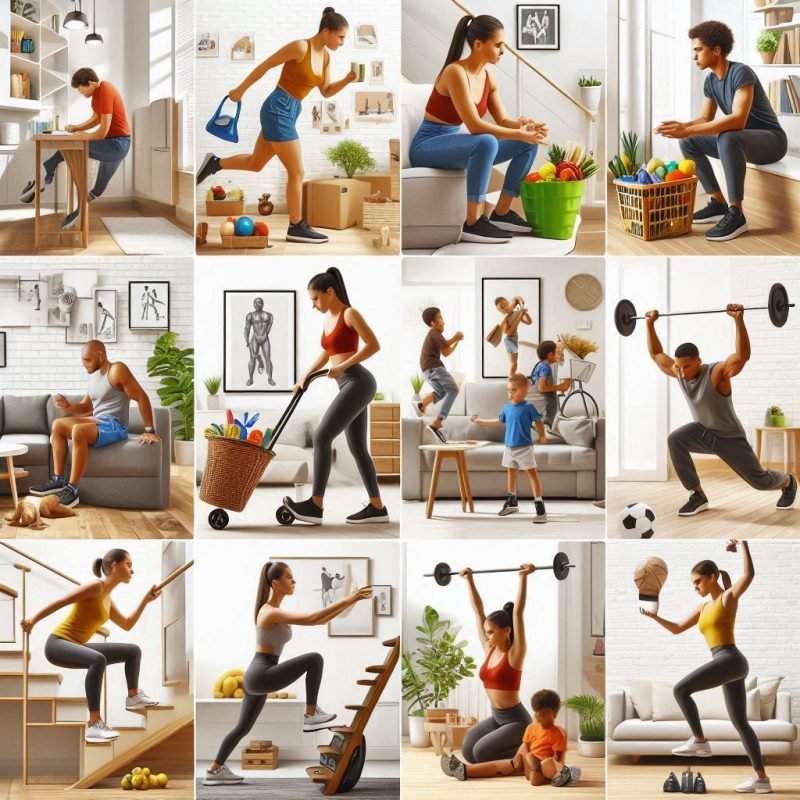People performing functional fitness exercises in daily life