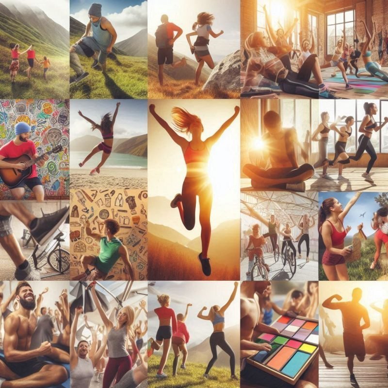 Diverse individuals enjoying various forms of exercise