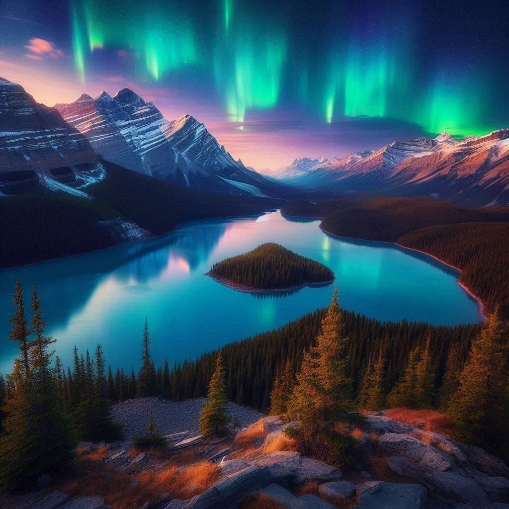 Canadian Rockies and Northern Lights