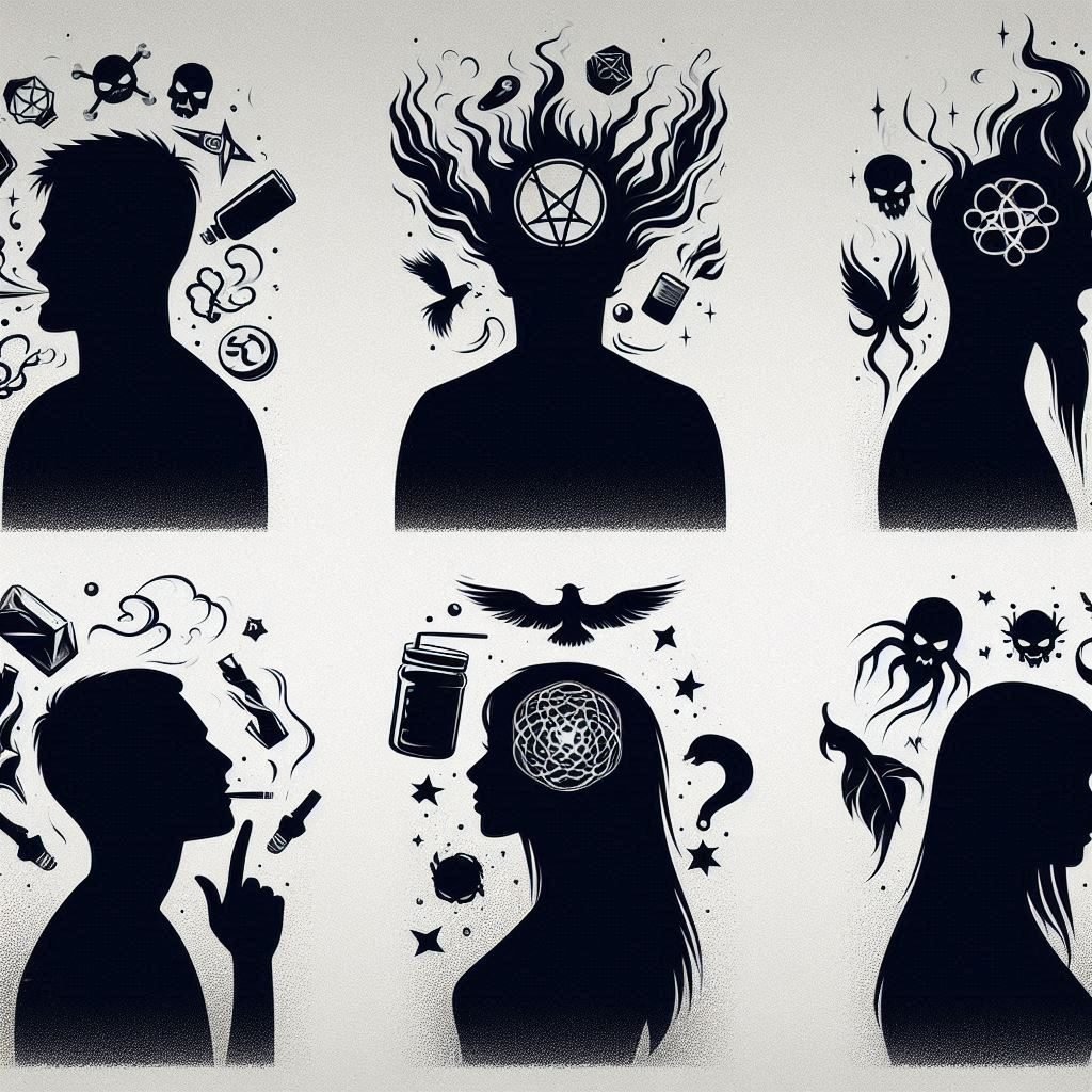Five silhouettes representing toxic personalities that can negatively impact your life