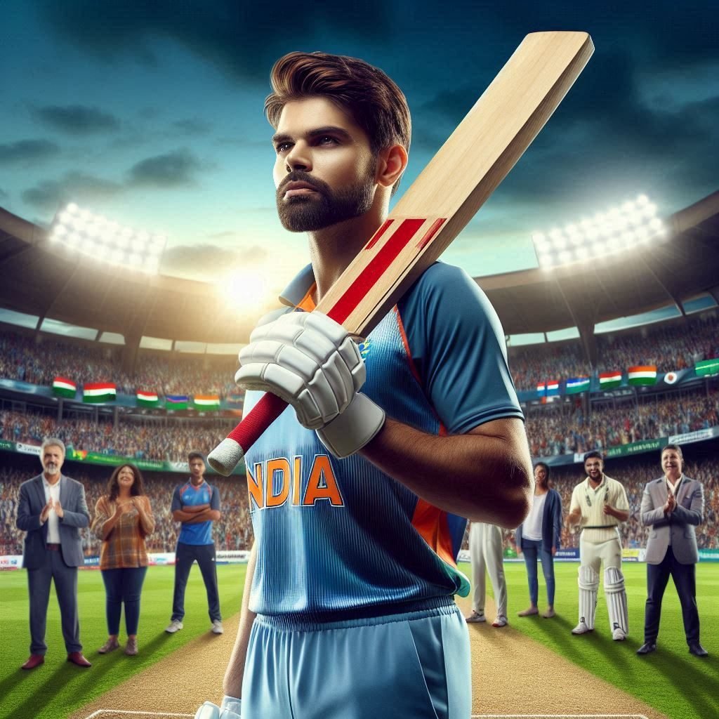 Rohit Sharma holding a cricket bat, symbolizing resilience and perseverance.
