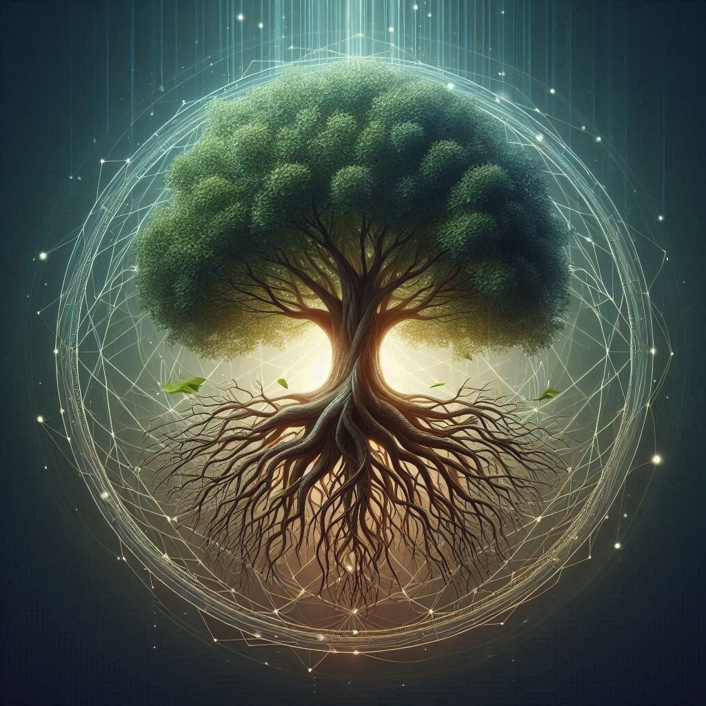 Tree with deep roots and strong branches, symbolizing stability and growth through resilience and consistency
