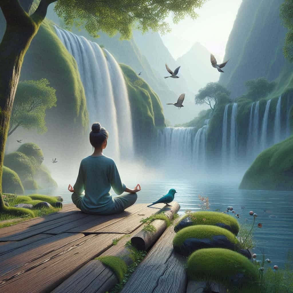 Person practicing mindfulness meditation in a serene landscape, symbolizing effective anxiety management techniques.